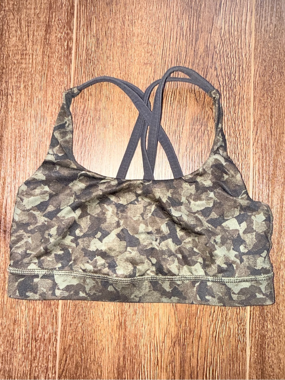 lululemon athletica Green Camo Strappy Sports Bra